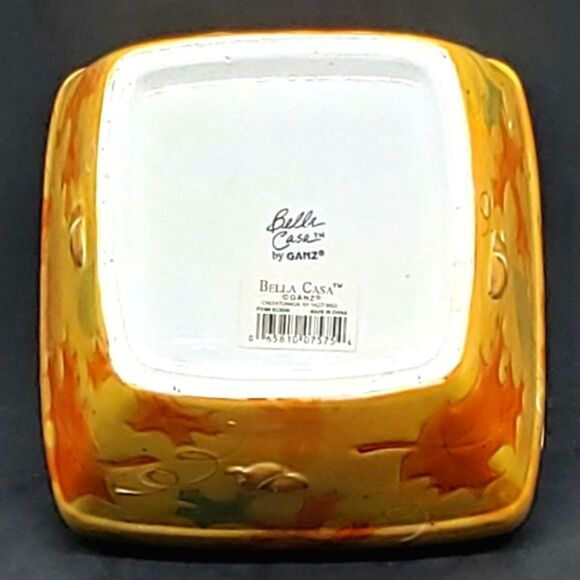 Bella Casa Fall Leaves Acorns Yellow Ceramic Glazed Bowl by GANZ - Picture 6 of 6